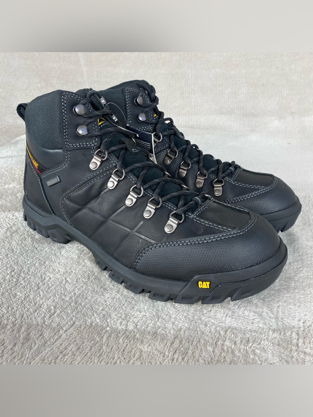 Caterpillar Threshold Work Boots Mens Size 14 W Black‎ Leather Waterproof ST NEW